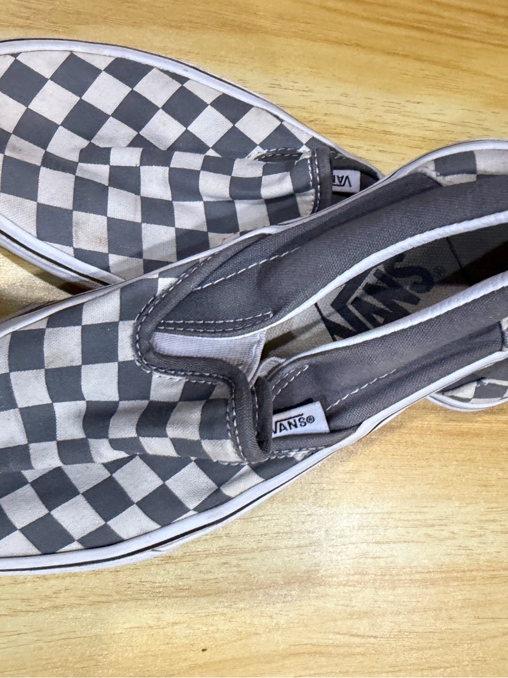 Vans Kids Slip-On Sneakers in Gray and White Checkerboard